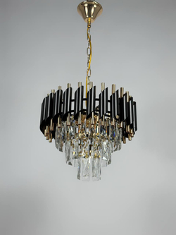 Люстра подвесная Lanbos, 5 ламп Е14, 200 Вт, до 12 кв м, черная+золото