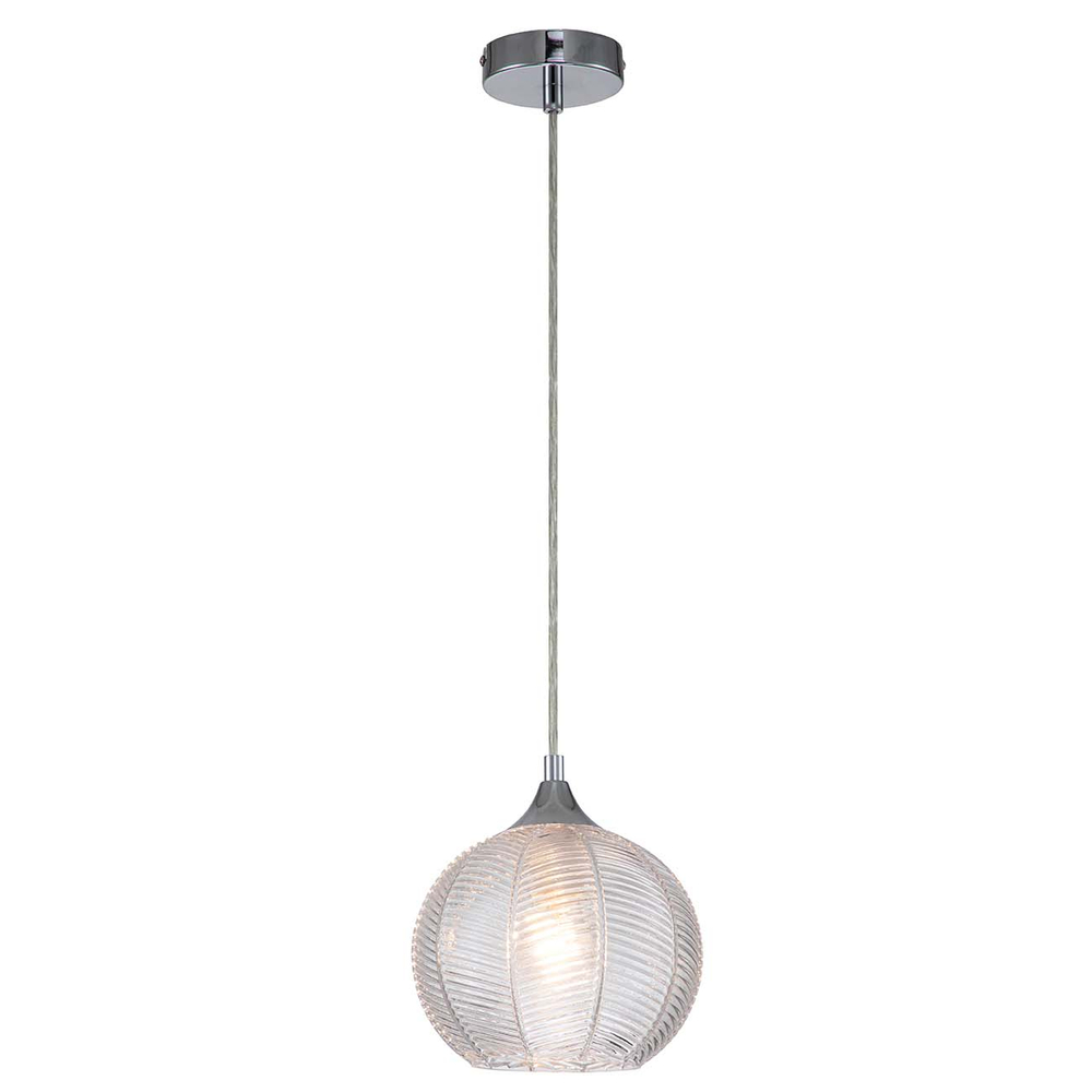 Подвесной светильник 1х40Вт E27, металл/стекло, прозрачный