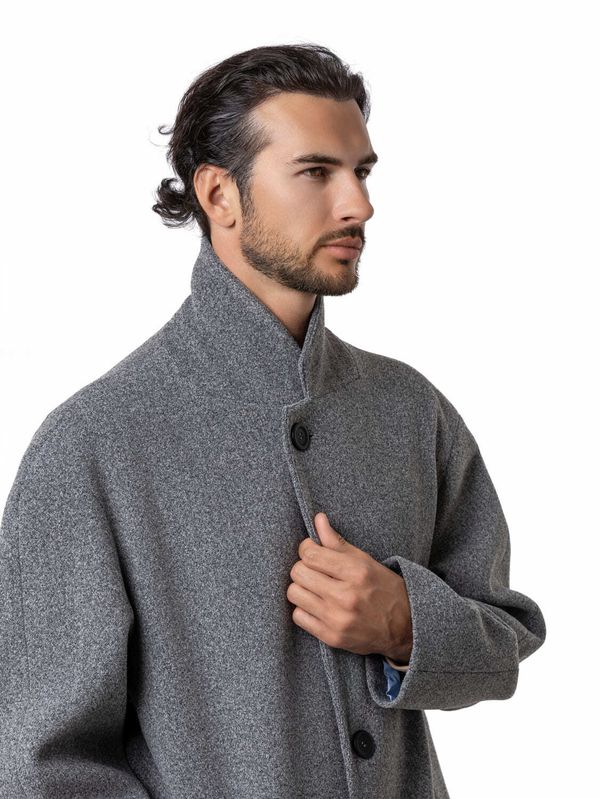 Пальто однобортное светло-серое - фото 5