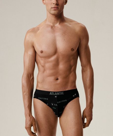 Мужские трусы (3шт) слипы спорт Atlantic 3MP-206, хлопок, черный + черный + светлый хаки