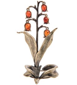 Народные промыслы AM-3046 Подсвечник «Ландыш» (латунь, янтарь)