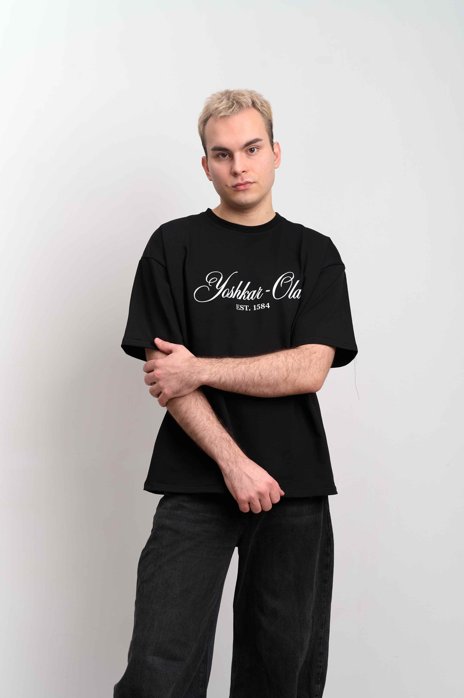 Футболка оверсайз унисекс " YOSHKAR-OLA EST 1584" черный