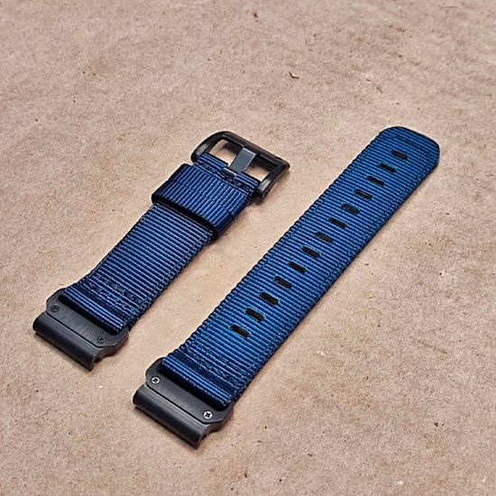 Ремешок тактический Tactix 22 мм. для Garmin Fenix 7 / 6 / 5, Forerunner 935 / 945 / 955, instinct, instinct 2, Epix Gen 2 нейлоновый быстросъемный на застежке (Синий)