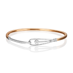 Браслет жесткий из комбинированного золота с фианитами