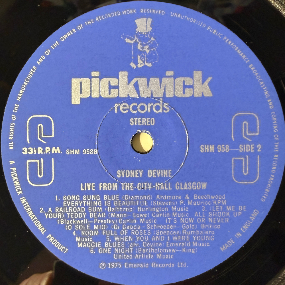 Sydney Devine – Live From The City Hall Glasgow (Англия 1975г.) Т