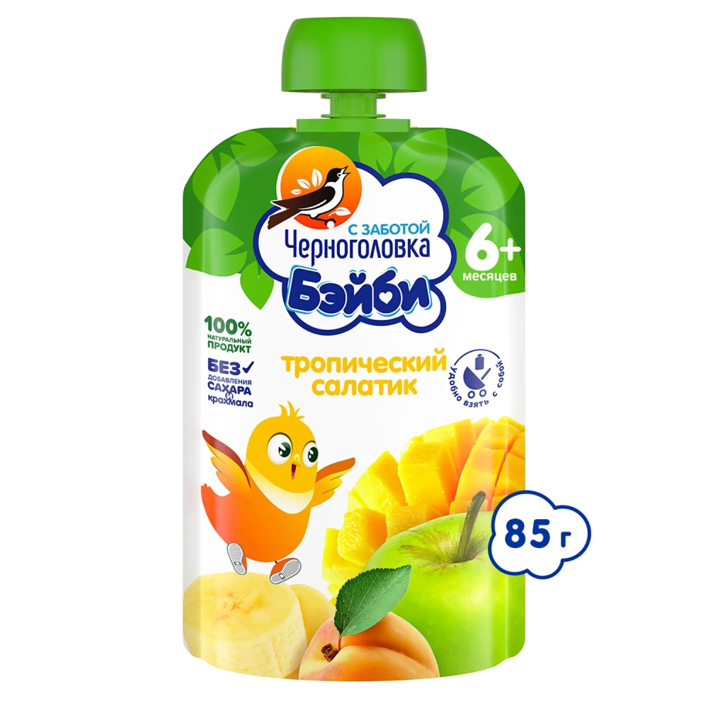 Пюре Черноголовка Бэйби Яблоко-абрикос-манго-банан с 6 мес 85 г