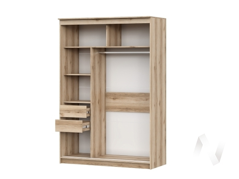 Шкаф-купе №25 1;5 Блэк (делано/лакобель/черный матовый)