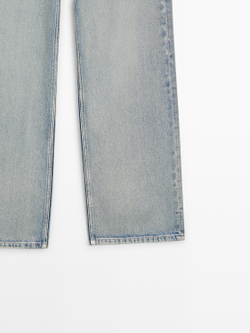 Massimo Dutti Джинсы с высокой талией и широкими штанинами, светло-голубой