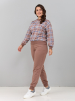 Костюм с брюками КБ-90М/клеткабеж-бирюза