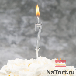 Свеча для торта мини, цифра 7 (серебро, 4,5 см)