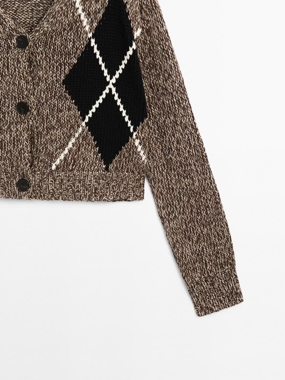 Massimo Dutti Трикотажный кардиган, коричневый