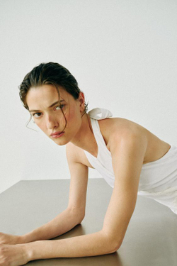 ZARA ПЛАТЬЕ МИДИ ИЗ СМЕСОВОГО ЛЬНА, БЕЛЫЙ