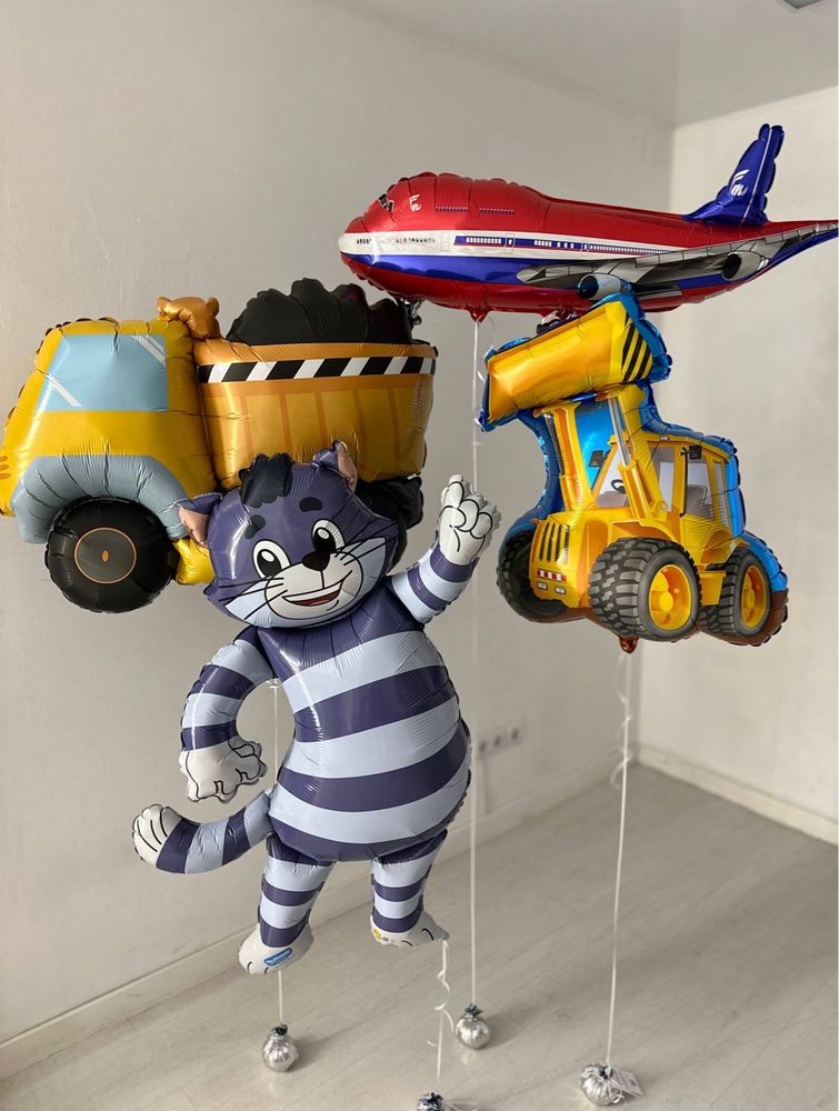 Шары для мальчика Кот Матроскин/Камаз/Самолет/Бульдозер/Экскаватор/Спецтехника№5000