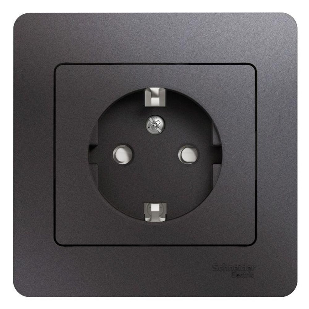 Розетка 1-м СП Glossa 16А IP20 250В с заземл. защ. шторки в сборе графит SE GSL001344 Розетка 1-м СП Glossa 16А IP20 250В с заземл. защ. шторки в сборе графит SE GSL001344