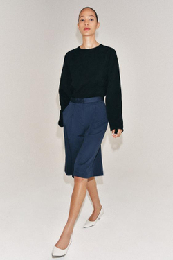 ZARA ШОРТЫ С ЗАЩИПАМИ — ZW COLLECTION, МОРСКОЙ СИНИЙ