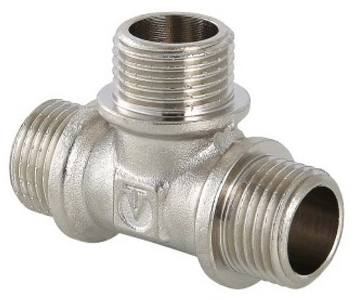 Тройник Valtec 3/4" НР с наружной резьбой латунный никелированный VTr.131.N.0005