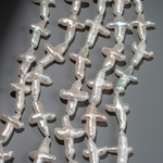 Жемчуг культивированный барочный "Крест", белый, 25-32*20-25мм