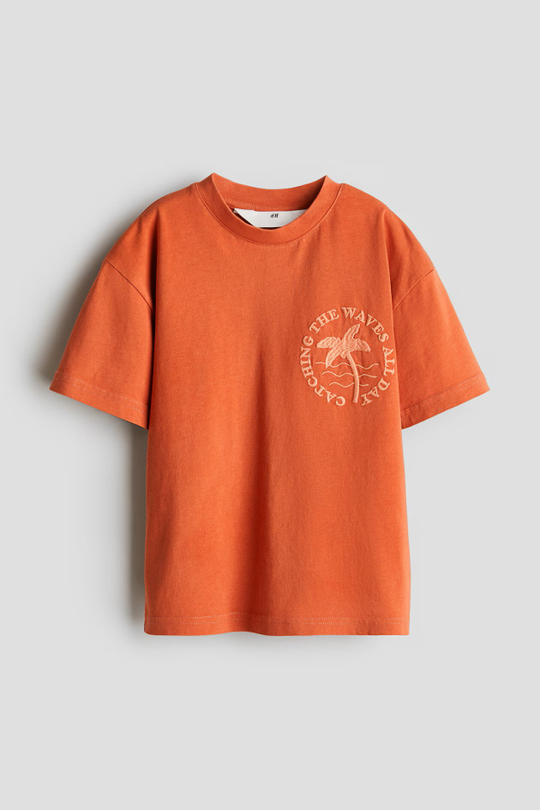 H&M Хлопковая футболка, оранжевый