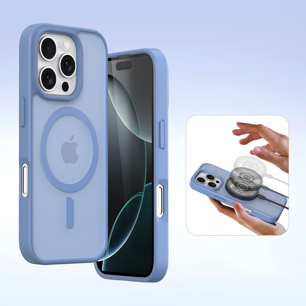 Чехол кошелек из TPU кожи светло-синего цвета (Light Blue) от Dux Ducis для iPhone 16 Pro Max, серия Lawa Series Case