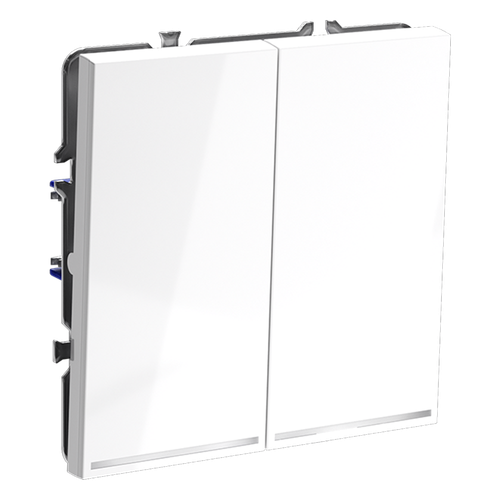 Выключатель встраиваемый VOLTUM S70 двухклавишный с подсветкой 10А, (белый глянцевый)