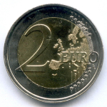 2 евро 2009 год. Люксембург. 90 лет вступлению на престол Герцогини Шарлотты. Биметалл UNC