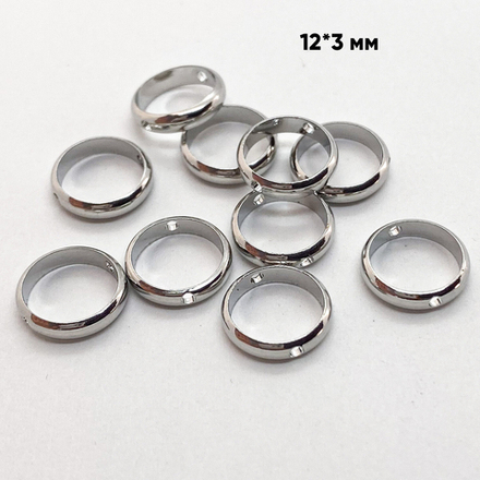 Коннектор-рамка для бусины, родиевое покрытие, размер 12 мм, цена за 1 шт