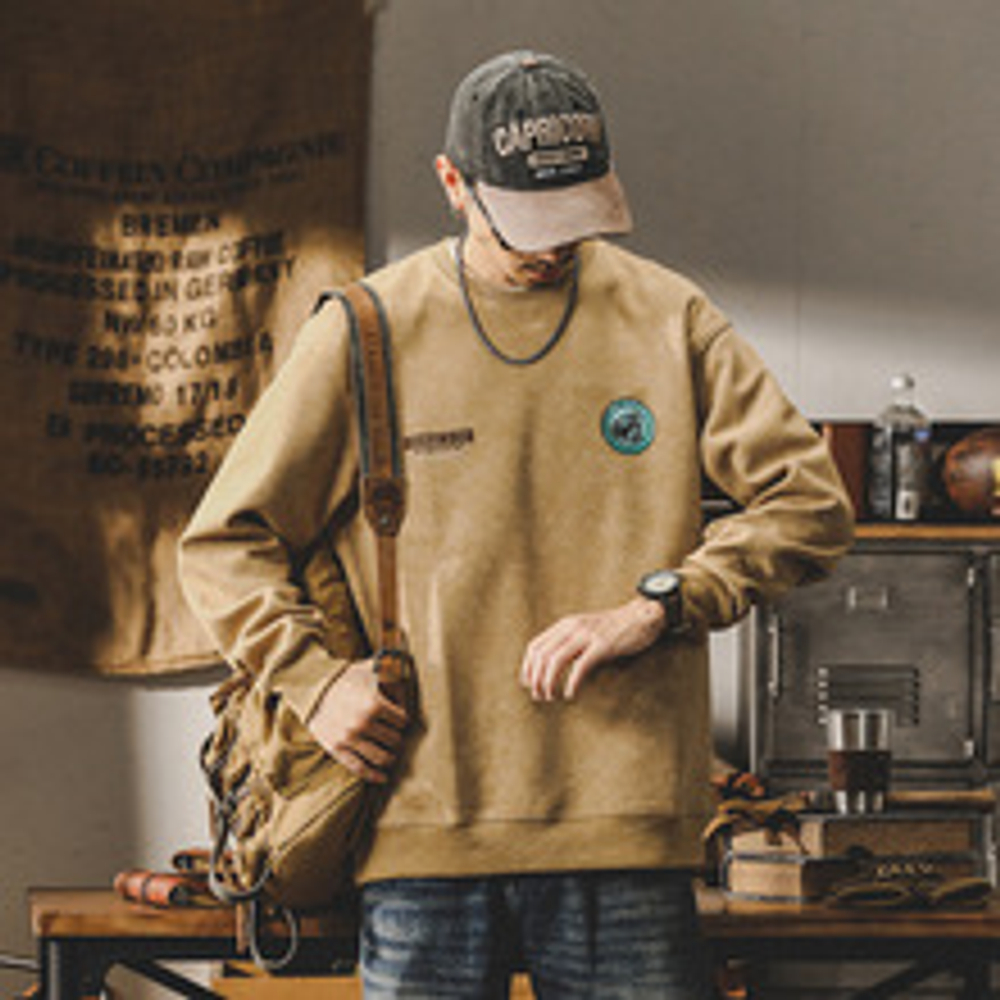 Лонгслив мужской с принтом на спине ,трикотажный 350 г, сезон осень/зима,