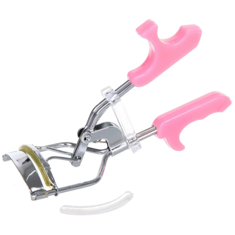 Щипцы для завивки ресниц «Beauty Shop», металлический цвет, розовые ручки, 10*3см (блистер Ultramarin)