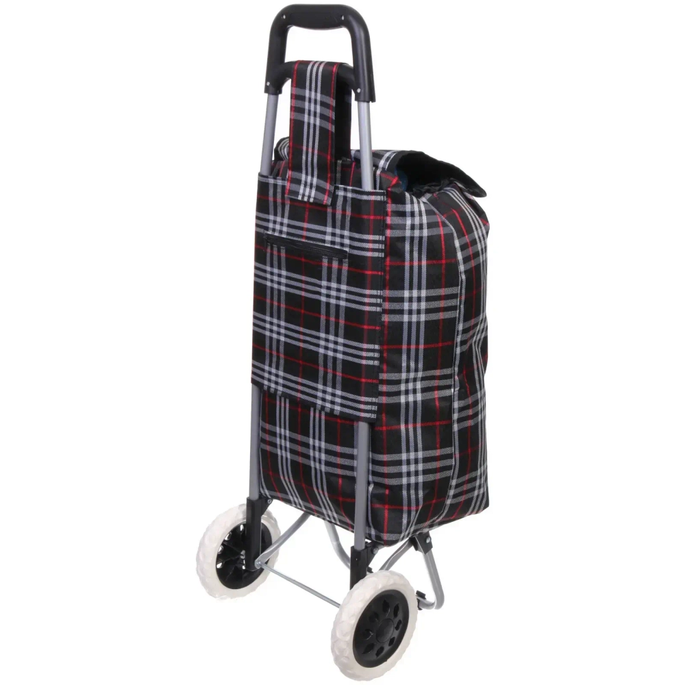 Тележка хозяйственная с сумкой (88*34*30см, колеса 16 см,грузоподъемность до 30 кг) клетчатая DC-306