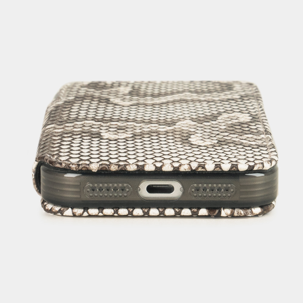 Чехол-книжка кожаная для iPhone 17 Pro Max, питон натурального цвета