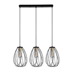 Подвесной светильник 3x60Вт E14, металл, чёрный/бронза