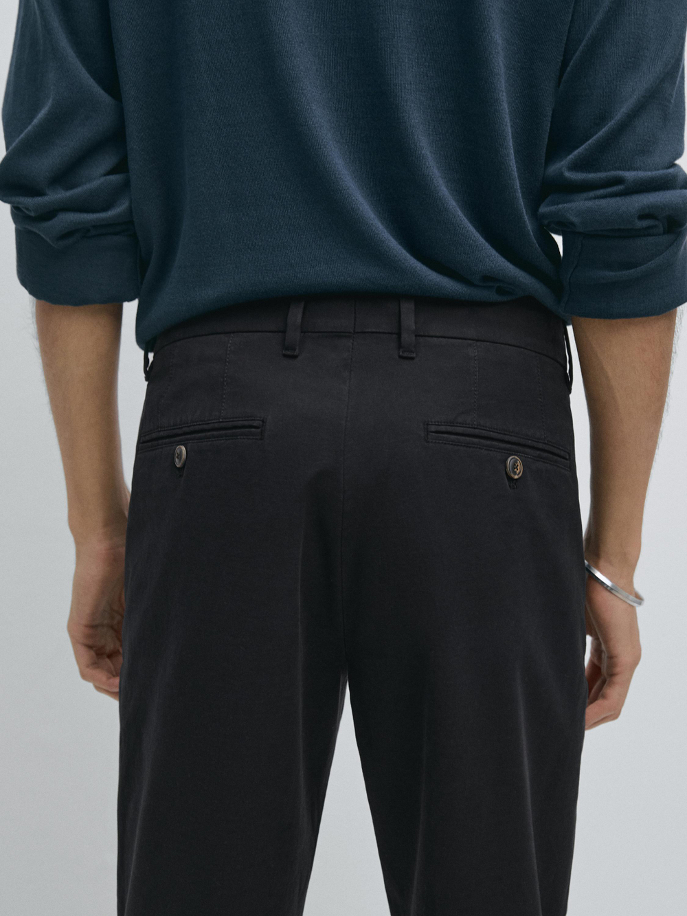 Massimo Dutti Зауженные брюки из хлопка, темно-синий