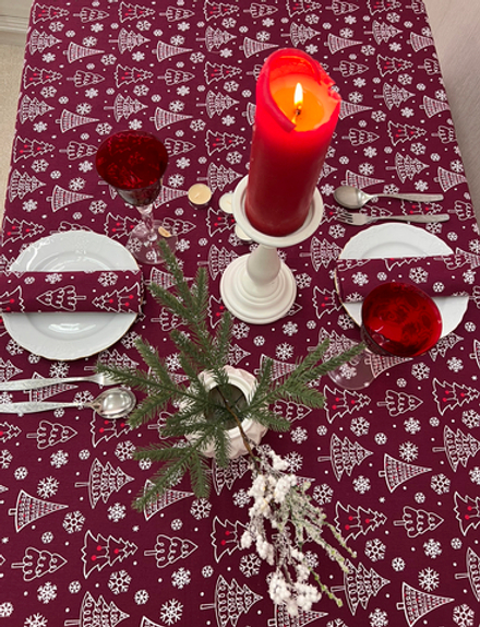 Скатерть "Новогодние елочки" без пропитки
