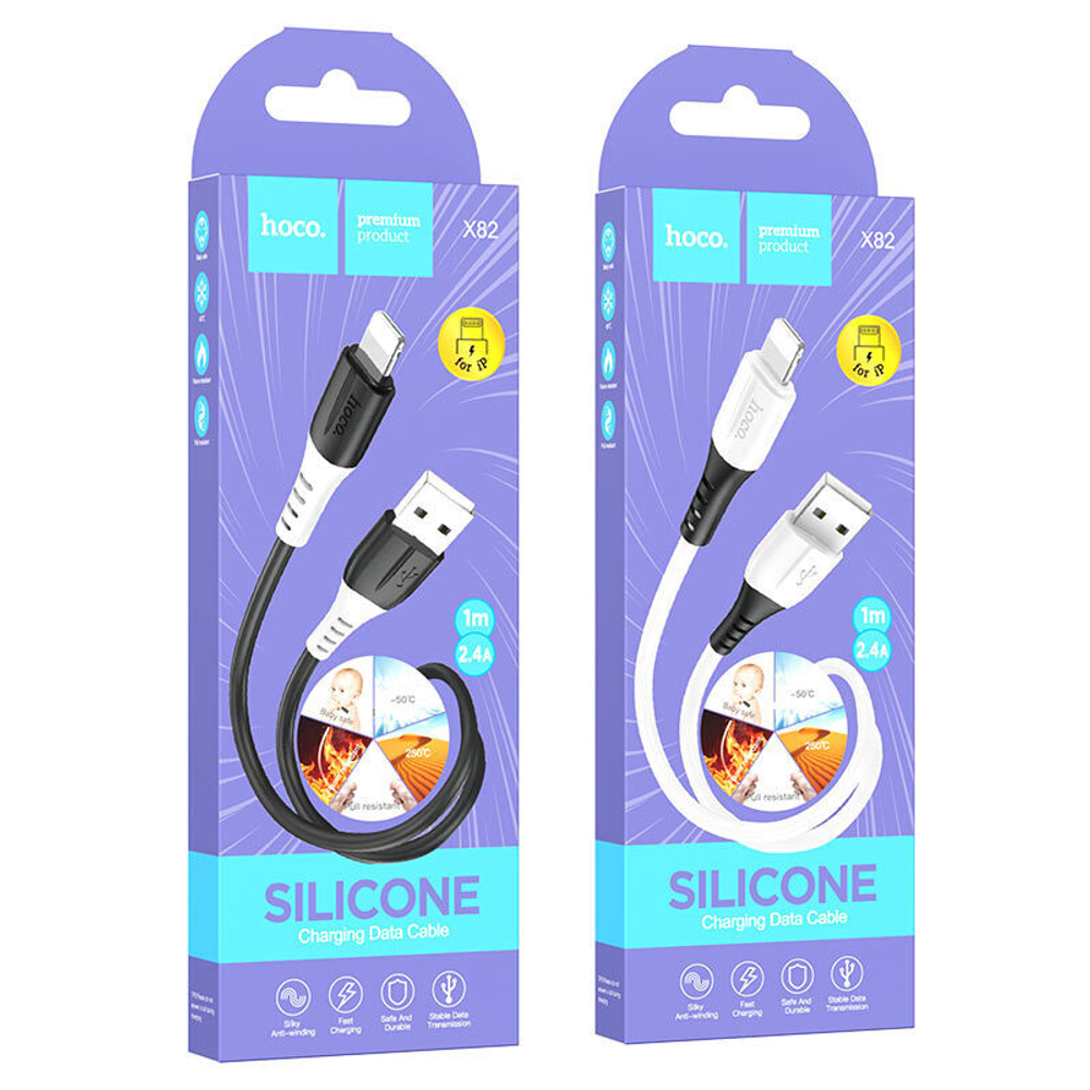 Кабель HOCO X82 USB-Lightning 2.4А 1м Silicone White