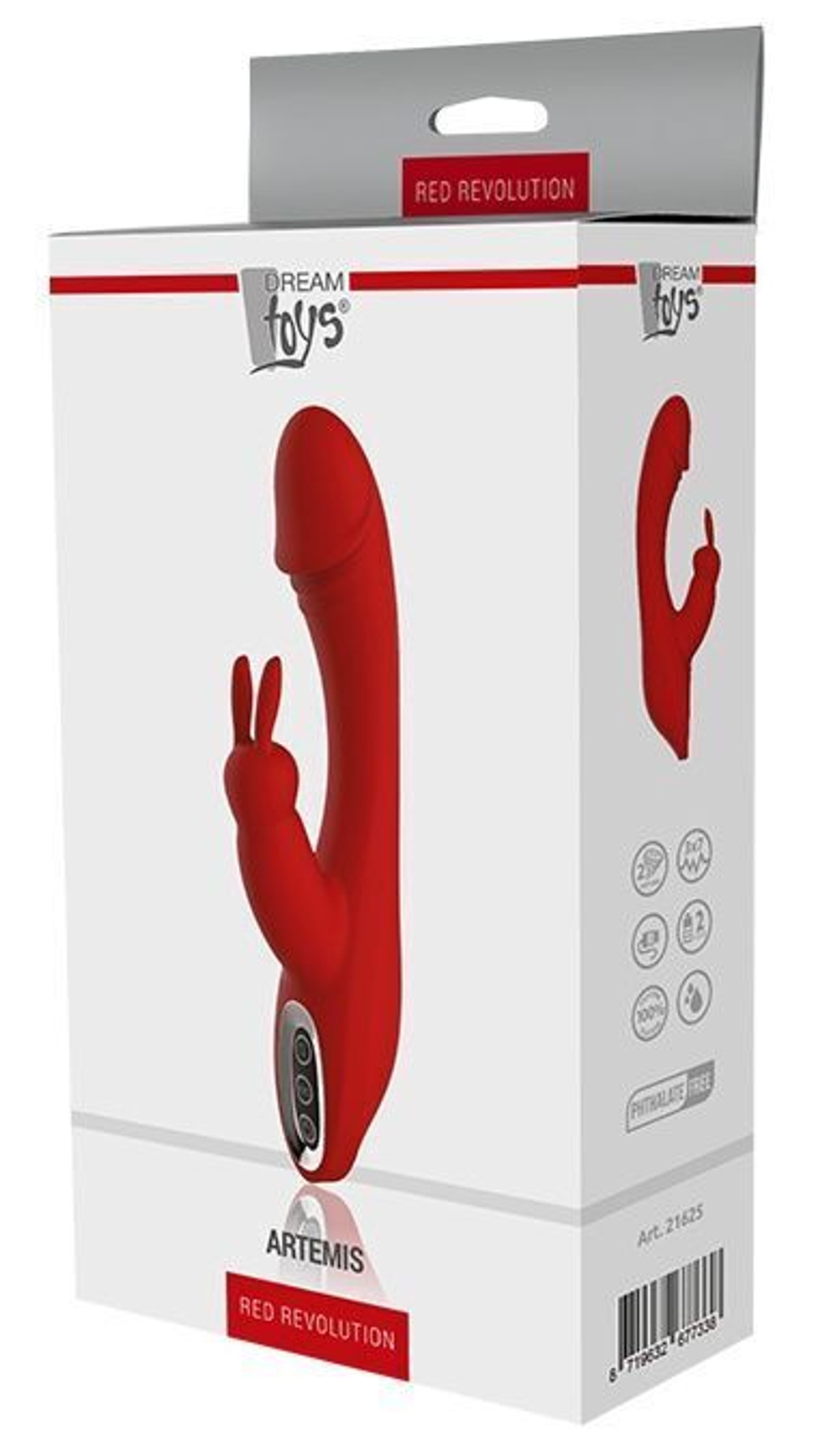 Красный вибромассажер-кролик ARTEMIS - 21 см. (Цвет: красный)