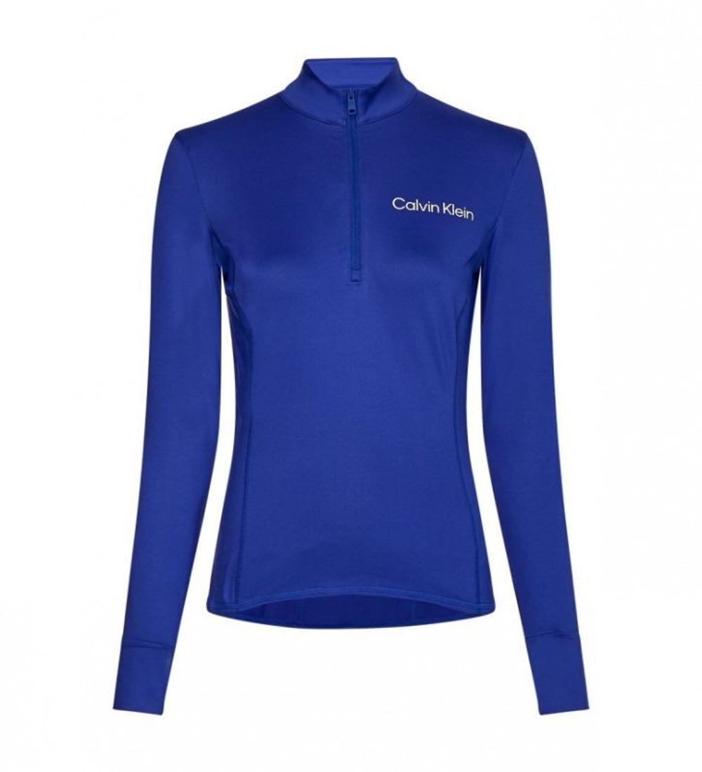 Женская футболка теннисная (dł. Рукава) Calvin Klein WO 1/4 Zip LS Top - clematis blue
