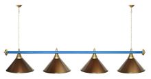 Лампа STARTBILLIARDS 4 пл. (плафоны зеленые,штанга зеленая,фурнитура золото)