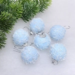 Новогодние шары «Воздушные перья» 4 см (набор 6 шт), голубой