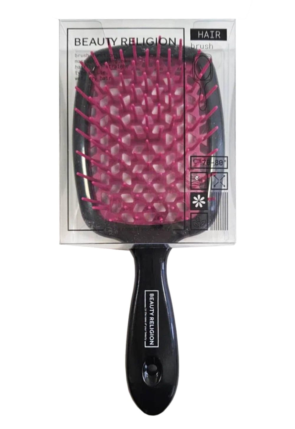 [BEAUTY RELIGION] Расческа для волос чёрный/розовый Superbrush the Original Italian Design, 1 шт