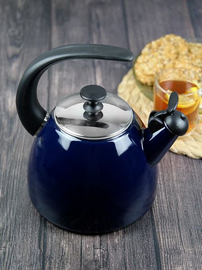 Чайник 2,5 л. эмалированный со свистком Kamille KM 1040D с черной бакелитовой ручкой