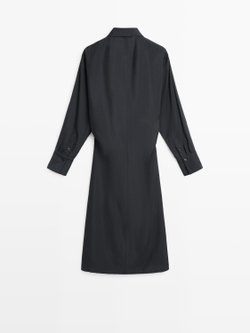 Massimo Dutti Платье миди с драпировкой, свинцовый