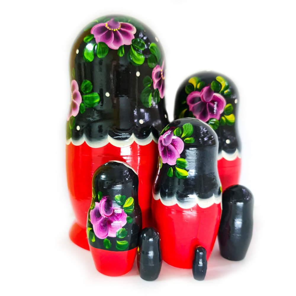 Сувенир Матрешка 200*d100мм 7 кукол черно-красная