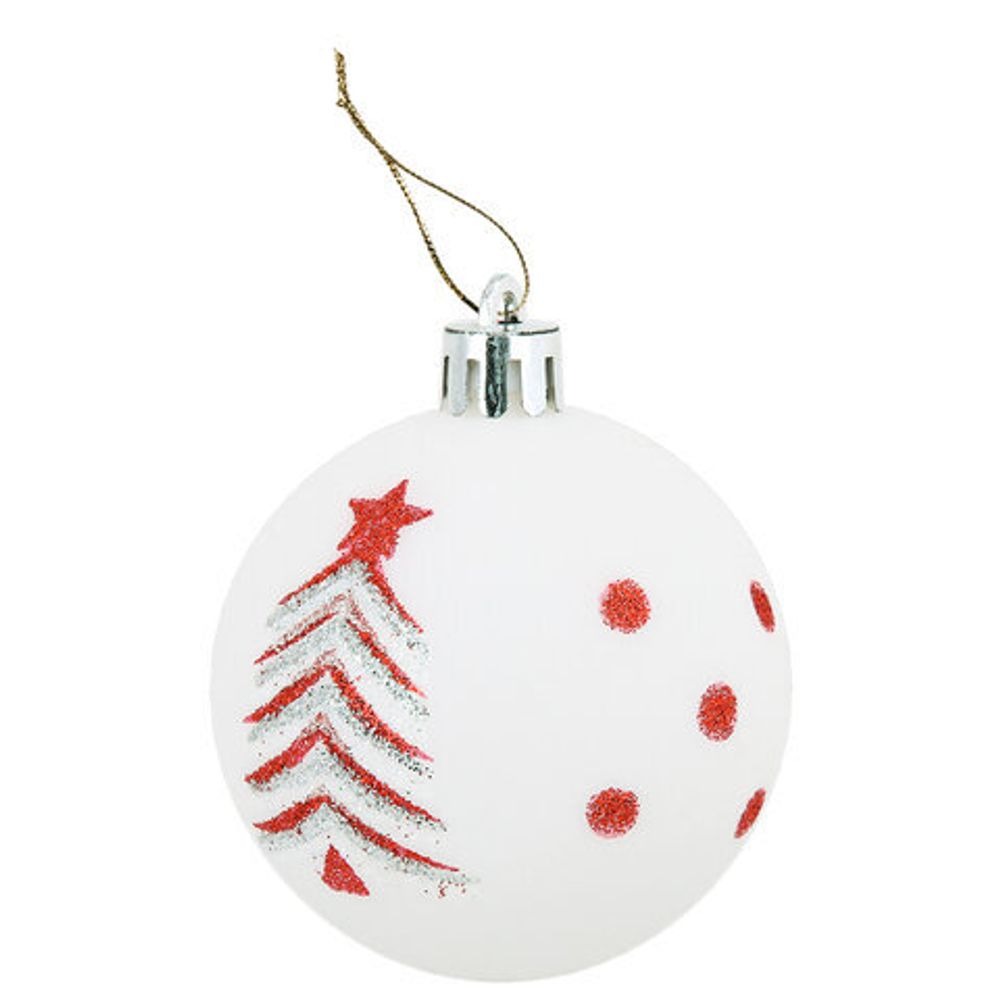 Шары ёлочные 16 шт., 6 см, "Русская Зима", пластик, цвет: красный/белый, ЗОЛОТАЯ СКАЗКА, 591984