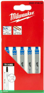 Пильное полотно для лобзика Milwaukee T118G 50мм 5шт (4932274652)