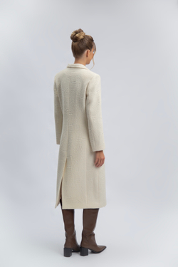 Пальто молочное жаккардовое