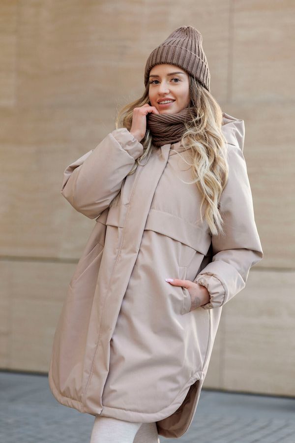 Парка Утепленная женская бежевая - фото 8
