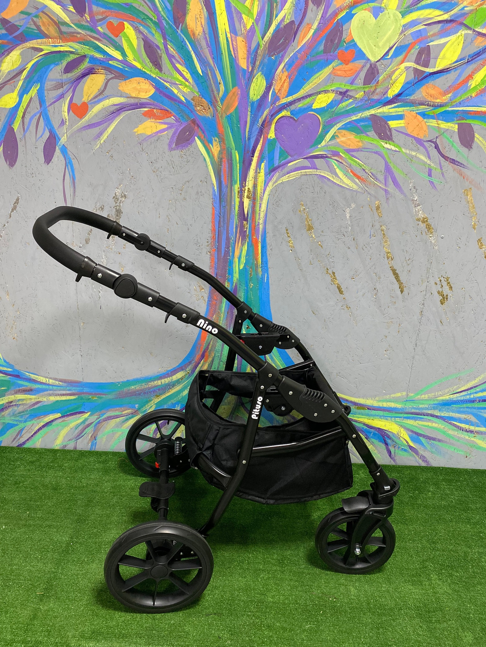 PITUSO Коляска 2 в1 Nino  короб+прогулка Silver Mountain+Кожа Grey