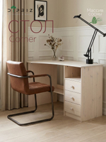 Стол письменный, 110х70х78, Corner, компьютерный, угловой, с тумбой (справа), массив сосны, белый, Dipriz