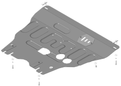 Защита картера двигателя, КПП. 2 мм, Сталь. для Honda Fit 2014-2020, Motodor.70810