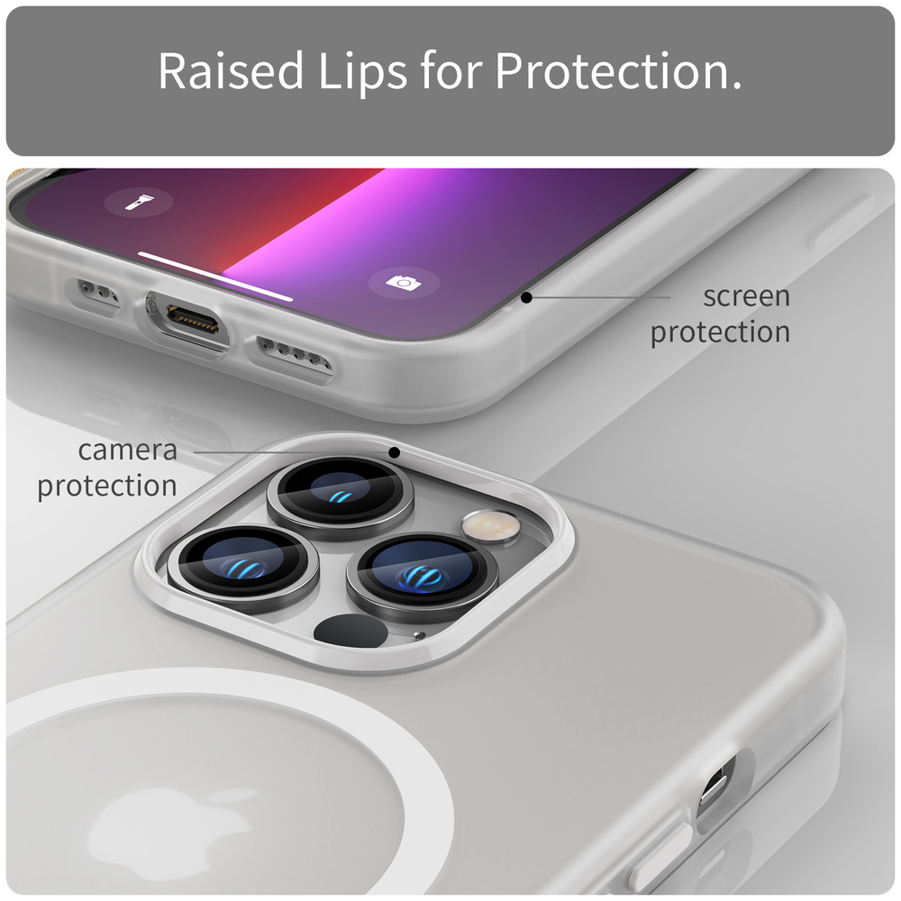 Мягкий чехол с вставками белого цвета и поддержкой MagSafe для iPhone 13 Pro, серия Frosted Magnetic